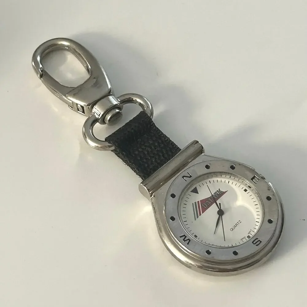 DATREK Silver-tone White Dial Quartz Key Ring Watch Working